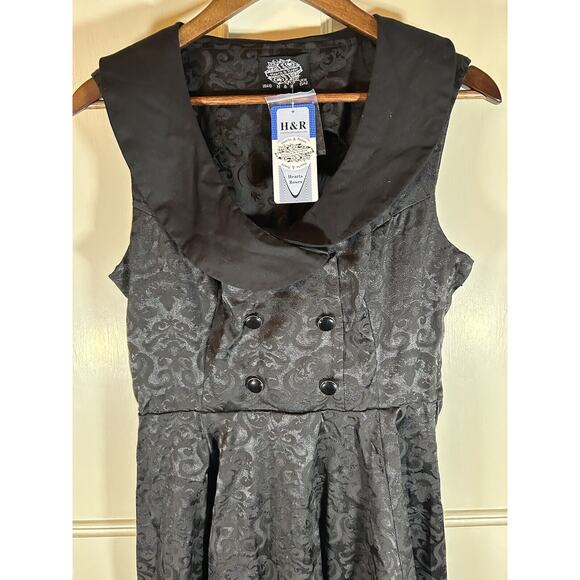 Hearts & Roses Goth Brocade Fit and Flare Dress Womens Size 10 Black NWT - Picture 4 of 12